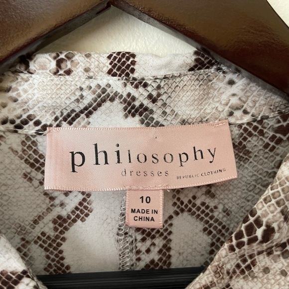 Philosophy Republic Maxi Long Sleeve Collared Shirt Dress Size 10 Snake Print - Picture 3 of 3
